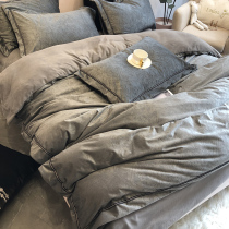 High-end Italian stavet four pieces of stave wool flannel flannel for pure winter coral wool bedding