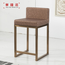 Stainless steel bar chair High-legged jewelry store chair Modern minimalist front desk backrest stool bar chair counter chair