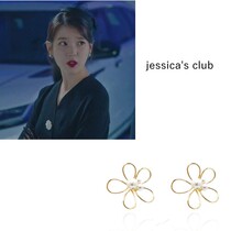 South Korea]iu Lee Ji-eun Park Soo-young Joy Lin Na-lian with flower pearl stud earrings earrings