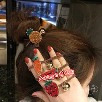 Japanese cute fruit radish strawberry head rope Czech Diamond ponytail hair rope Hairband hair girl