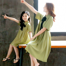 French parent-child outfit net red mother and daughter outfit 2021 new summer dress girls foreign style dress short-sleeved princess dress fashionable