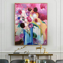 Original simple pure hand-painted flower oil painting abstract bedroom porch decorative painting hotel restaurant corridor American hanging painting