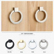 Cabinet door handle simple black wardrobe handle drawer Jinmei style new single hole round ancient bronze pull ring