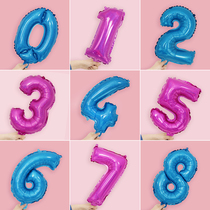 New laser 18 inch Digital Blue Rose red number 0-9 creative medium digital balloon birthday scene layout