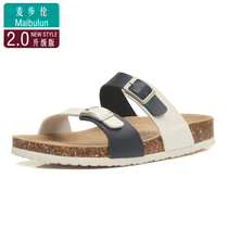 Maibulan flat non-slip Cork slippers for men and women with the same beach outdoor home campus