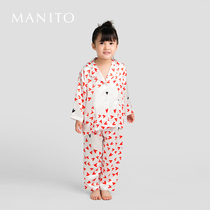 MANITO Mannedo Loved baby children's silk pajamas are loose and comfortable long-sleeved trousers