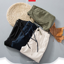 Nine-point pants Mens pants Linen pants Mens summer nine-point pants Cotton thin casual pants loose trend wild small feet