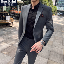 Casual suit mens jacket Korean version of the trend slim suit suit suit suit male groom married Ruffian handsome autumn