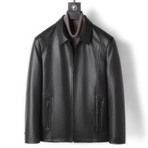 Genuine leather jacket mens first layer cowhide Haining leather jacket middle-aged and elderly lapel 2022 spring and autumn thin coat