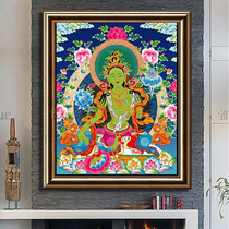 New printed DMC cross embroidered kit figures living-room buddha painting Buddha green degree Mother Tibetan Chuanka Donka