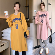 Pregnant womens autumn clothes suit stylish Pregnant Woman Necropolis for a long period of 2022 Spring and autumn and two sets of blouses for womens autumn and winter