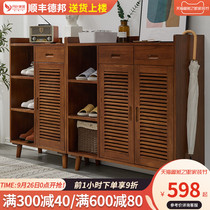 Solid Wood multi-layer shoe cabinet home door porch cabinet simple modern large-capacity entry door storage breathable shoe cabinet