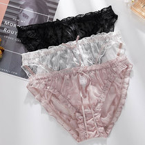 women's lace underwear japanese hot pure cotton rayon girls' ice silk mesh ultra thin breathable mid waist triangle
