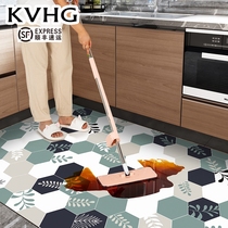 KVHG Nordic kitchen mat can be scrubbed from anti-skid waterproof oil and oil resistant PVC full pad for household intake