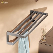 All copper-induced scratch towel rack toilet wall-mounted towel stand hotel engineering double shelf