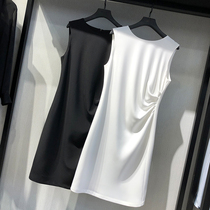 MRMW2021 spring and summer new fashion sleeveless dress women loose temperament solid color long fold A- line dress