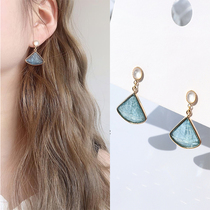 Korean sterling silver stud earrings 2021 new short small net red temperament crystal drop earrings womens personality earrings trend