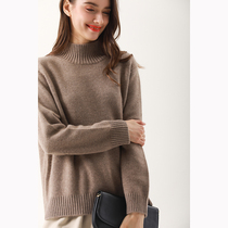 Riz collection Heavy luxury products ultra-delicate pure velvet coffee color turtleneck temperament is thin pure cashmere sweater