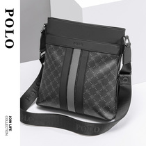 POLO mens bag dads new mens messenger bag business PVC big brand high-end sense vertical shoulder bag briefcase