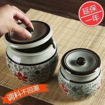 Spice box underglaze color salt tank oil tank kitchen Japanese seasoning tank seasoning tank bottle ceramic chili tank