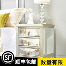 ins bedroom mirror bedside table Simple modern solid wood cabinet Light luxury net red bedside cabinet small storage cabinet