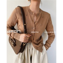 DMON vintage knitted cardigan female spring and autumn 2021 new fixed spinning tencel fabric outside short sweater coat