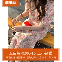 Style Broken Flowers Dress dress 2022 Summer gentleness Wind collection waist Expats slim retro tea Break Flowers and dresses Dress