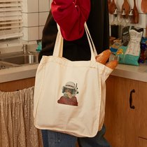 square houlest homemade crossbody canvas bag large capacity shoulder original student art backpack canvas bag