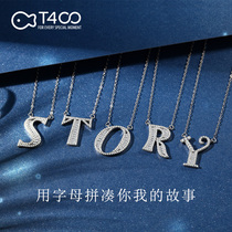 T400 letter necklace female 925 sterling silver English niche clavicle chain tide keyboard control bottle feeding fish car service