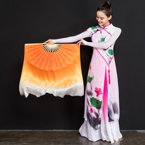 Silk dance fan extended double-sided glue State fan Yangko fan dance fan long silk performance fan stage