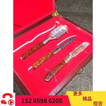 Tea set three-piece Indian leaflet Rosewood tea knife Tea spoon full tumor scar high-end collectibles business