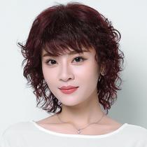 Duoshang wig female short hair real hair long fake hair middle-aged and elderly female real hair wig set short curly hair lady