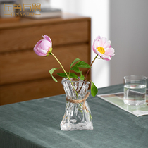 Left Tea Right-shaped glass vase fittings in the living room with light luxury high-end modern minimal flower swing