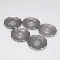 Round handmade hammer tin saucer (five sets) Arts and crafts Li Zisen Yunnan Gejiu pure tin