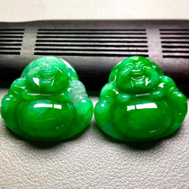 Natural Myanmar Manyang green old pit A goods emerald pendant ice waxy Guanyin Buddha bare stone jade pendant men and women
