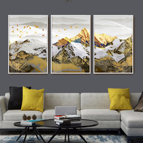 New Chinese Triplex Decoration Painting Abstract Wall Painting Light Luxury Gold Mountain Hanging Painting Crystal Porcelain Hotel Living Room Sofa Background Mural Painting