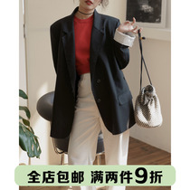 Ouyang Festive Black Splicing Suit Jacket Woman Spring Autumn Design Sensation Small Crowd Casual West Suit Jacket 2021 New