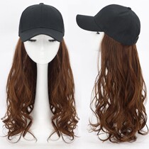 Hat wig one-piece female summer wig Female long hair hat natural fashion with long curly hair net red full headgear