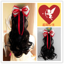 Korean version of childrens wig jewelry baby roll girl pear flower hair accessories child bow screw curly hair ponytail