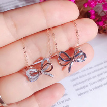 Imei Drill Color Gold Diamond Pendant Necklace 18K Gold Butterfly Knot Diamond Necklace