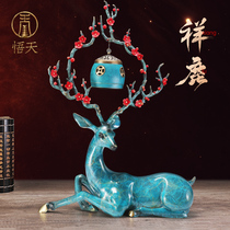 New Chinese-style porch sika deer ornaments Zhaocai living room wine cabinet decorations office ornaments housewarming new home gifts