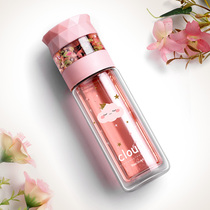 Double-layer glass simple tea water separation tea filter cup Net celebrity ins cute creative portable cup female