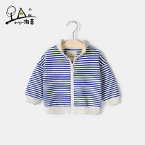 Boys coat autumn childrens autumn cotton jacket mens baby fashion striped zipper shirt autumn coat