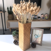 Retro Nordic Woven vase straw woven rattan living room decoration dried flower arrangement flower basket small vase flower pot flower pot flower