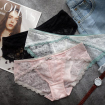 Panty women cotton crotch girl Japanese lace low waist hot ultra-thin sexy perspective show Black princess briefs