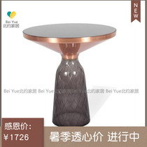 NATO Nordic modern light luxury glass bell coffee table living room color handmade transparent glass living room round table