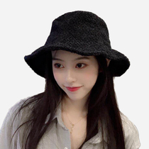 Japan and South Korea fisherman hat female autumn and Winter Korean version of the tide wild ins plush black basin hat female ins net red tide