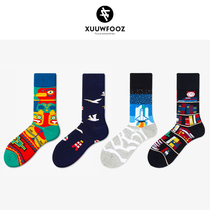 Looking for the new socks of the Fanqiu Winter 2022 male middle bar insin tide brand personality AB cartoon pattern wild stockings