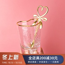 Creative love coffee small spoon long handle mixing spoon cute girl heart European luxury stainless steel dessert spoon