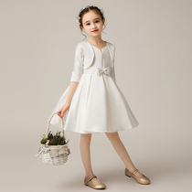 Flower girl dress girl princess dress fluffy yarn small host piano performance dress childrens catwalk wedding evening dress